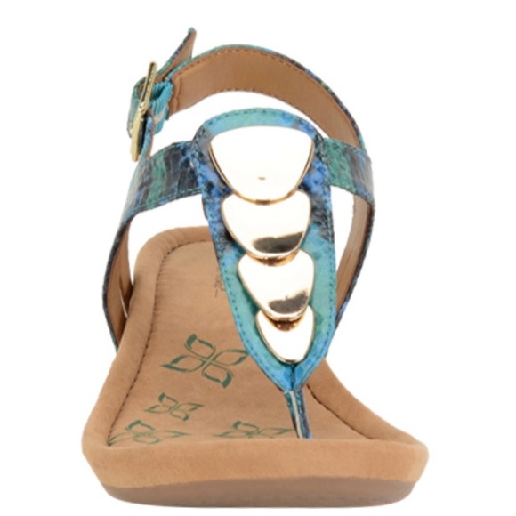 Snake Leather Metal Accent Kitten Wedge Sandal - Picture 6 of 8